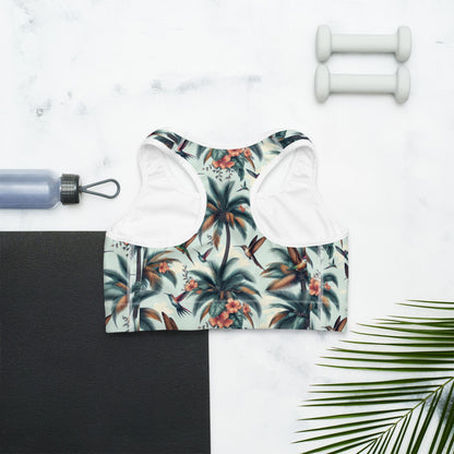 Hummingbirds and Palms Sports bra - Gregg Acini Adoree Designs - Sports Bra