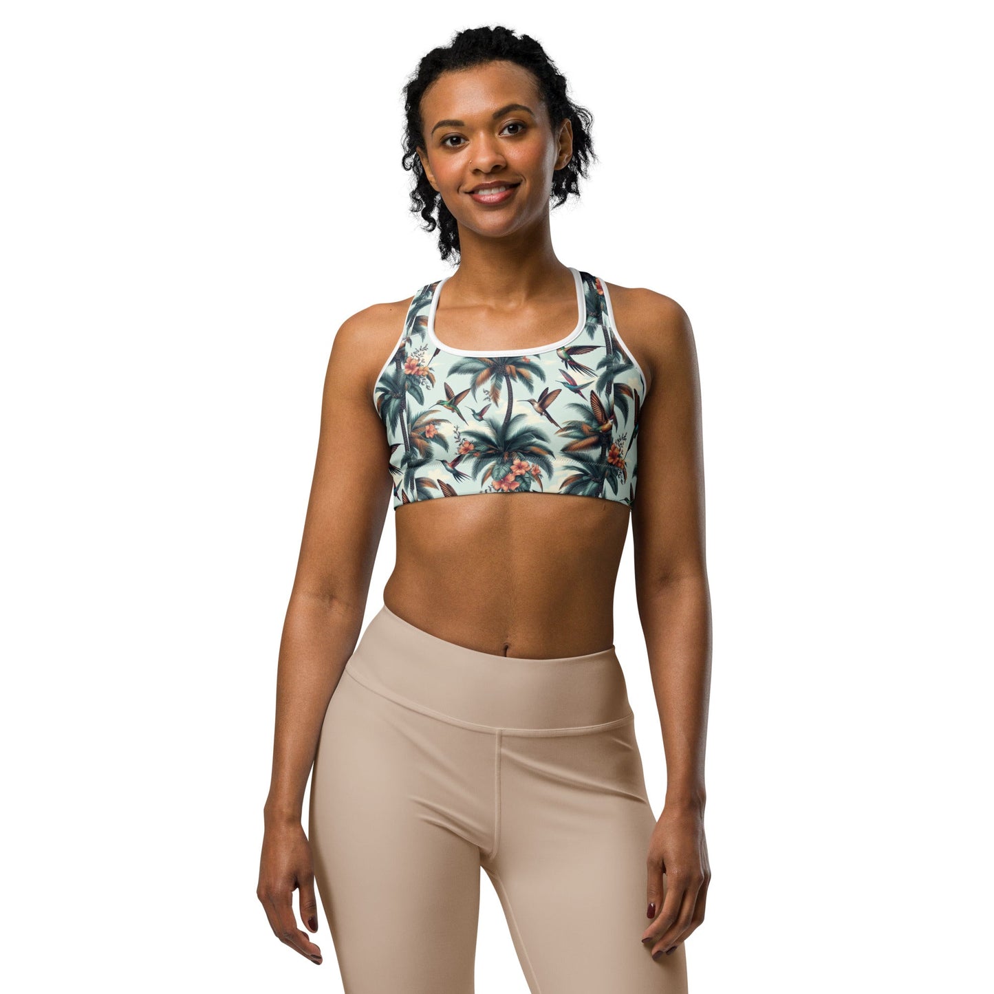 Hummingbirds and Palms Sports bra - Gregg Acini Adoree Designs - Sports Bra