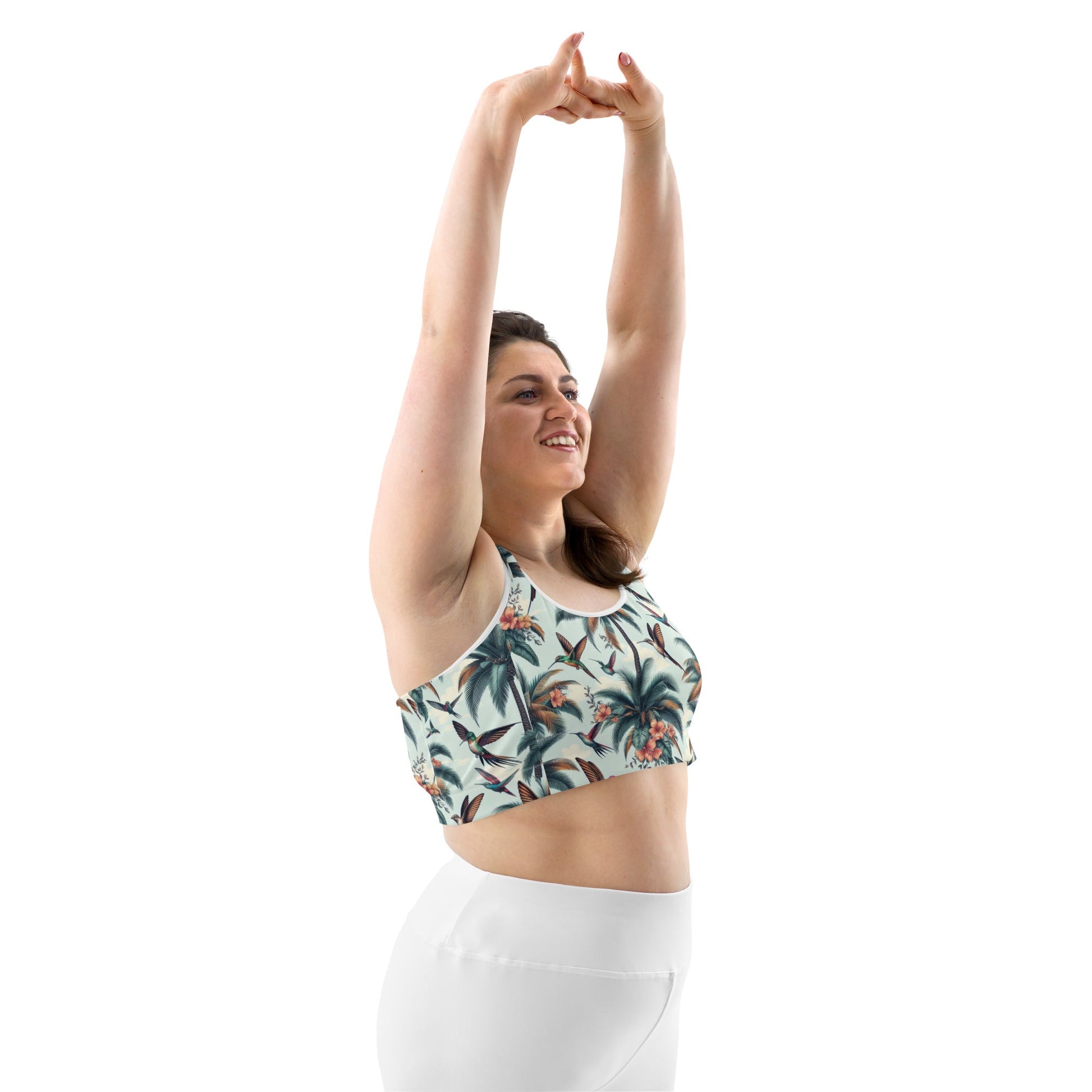 Hummingbirds and Palms Sports bra - Gregg Acini Adoree Designs - Sports Bra