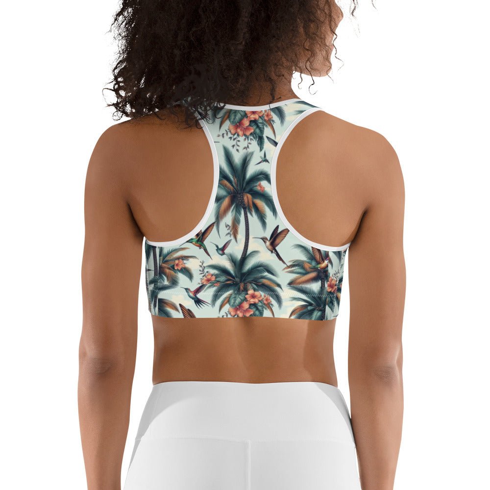 Hummingbirds and Palms Sports bra - Gregg Acini Adoree Designs - Sports Bra
