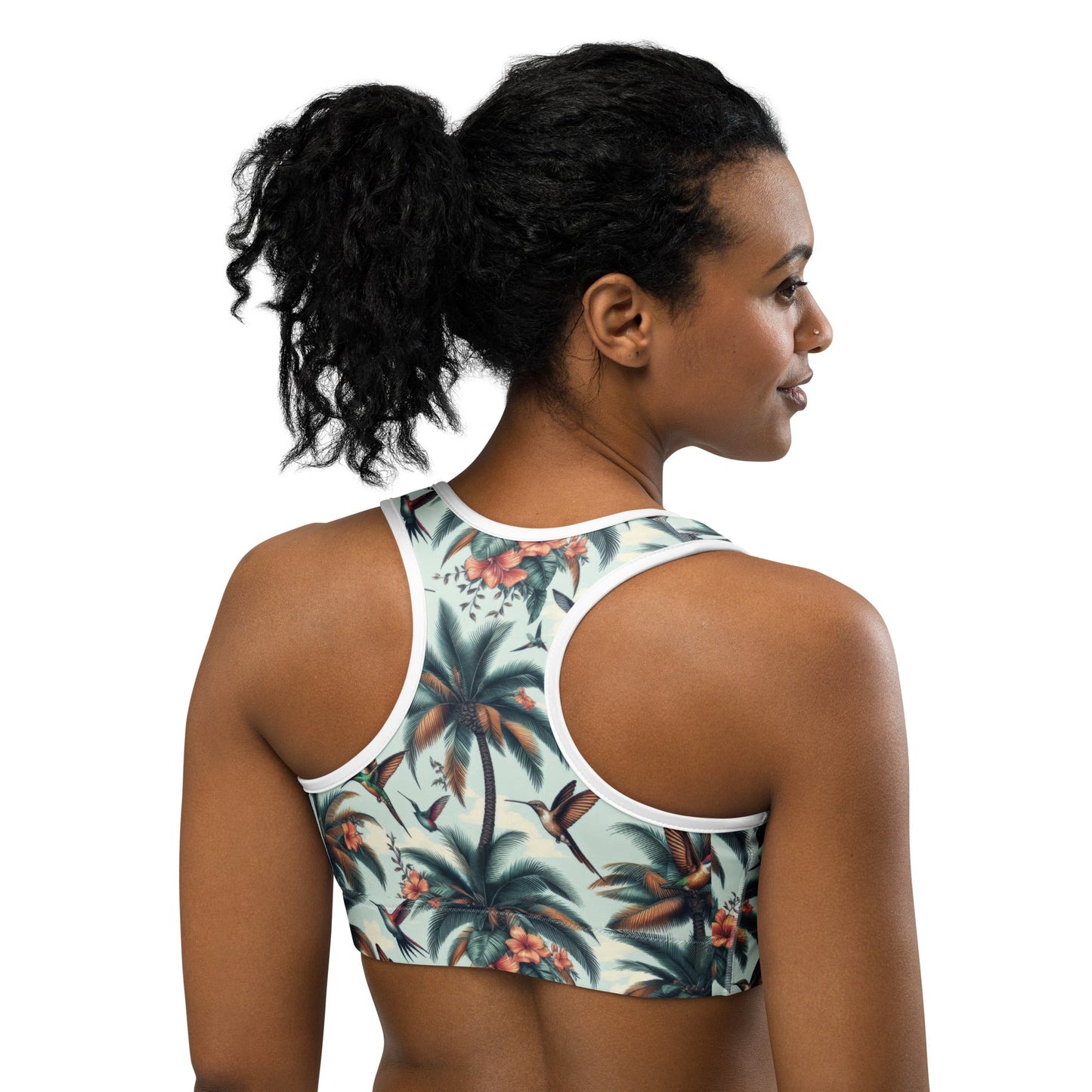Hummingbirds and Palms Sports bra - Gregg Acini Adoree Designs - Sports Bra