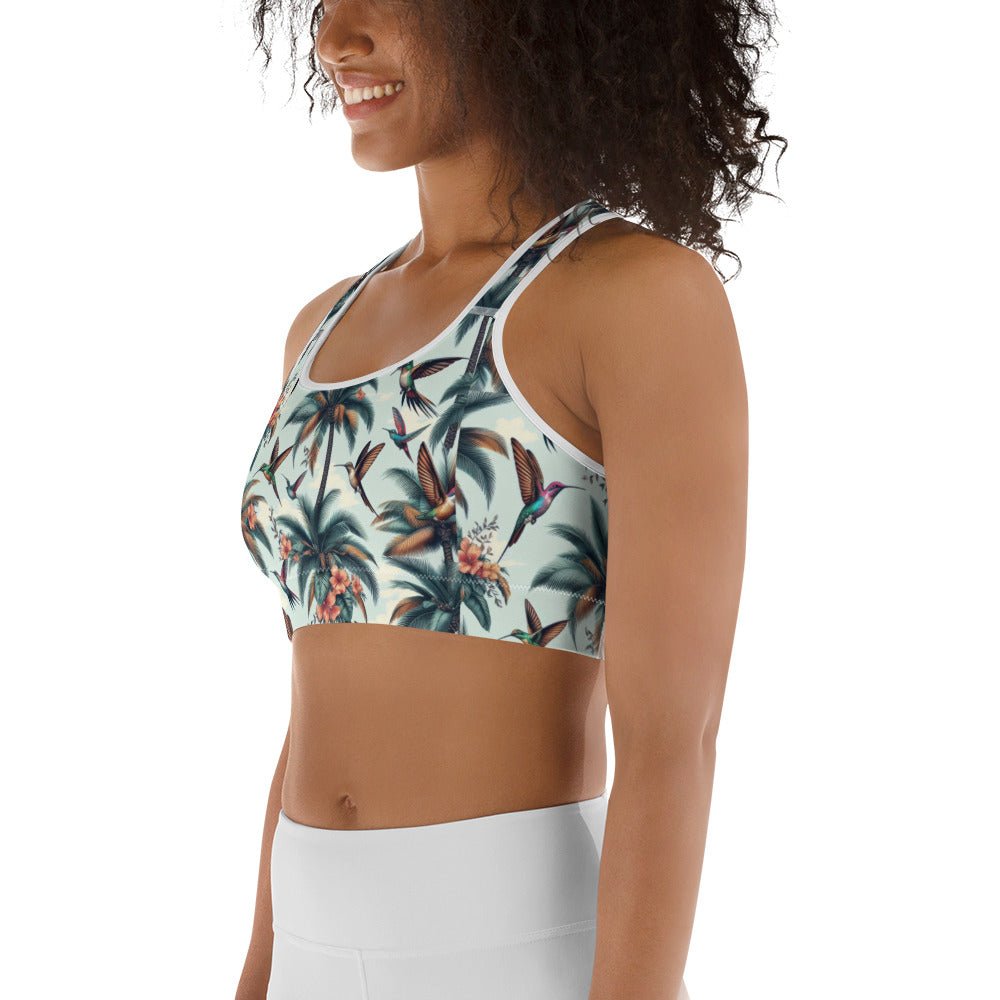 Hummingbirds and Palms Sports bra - Gregg Acini Adoree Designs - Sports Bra