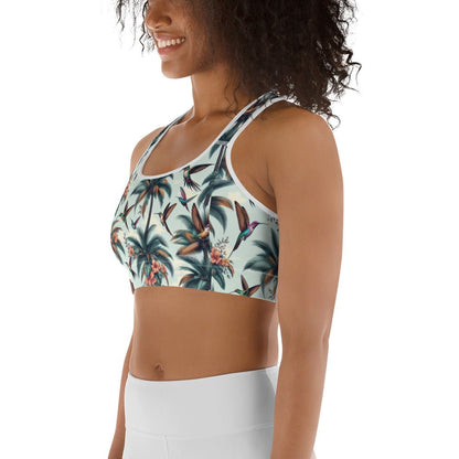 Hummingbirds and Palms Sports bra - Gregg Acini Adoree Designs - Sports Bra