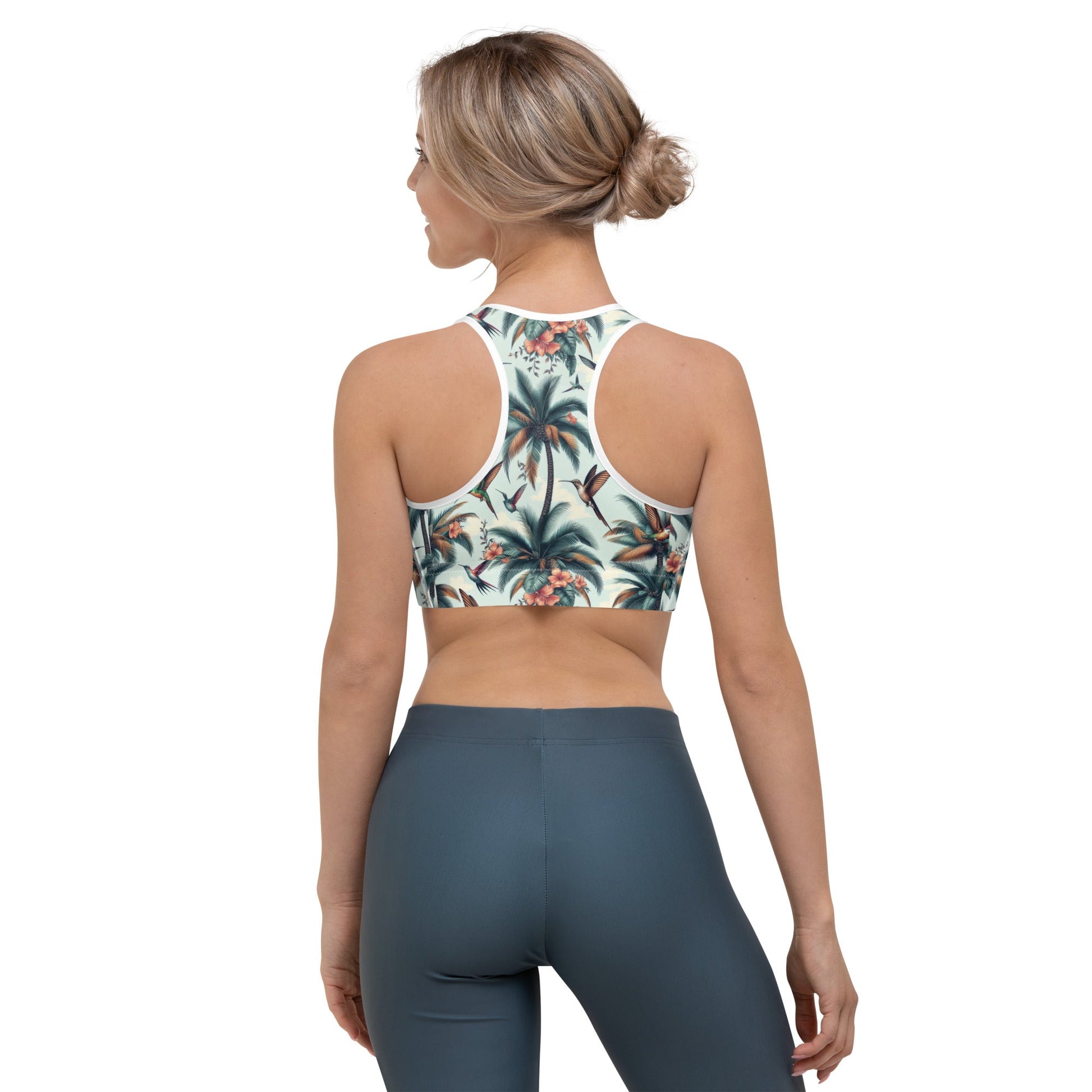 Hummingbirds and Palms Sports bra - Gregg Acini Adoree Designs - Sports Bra