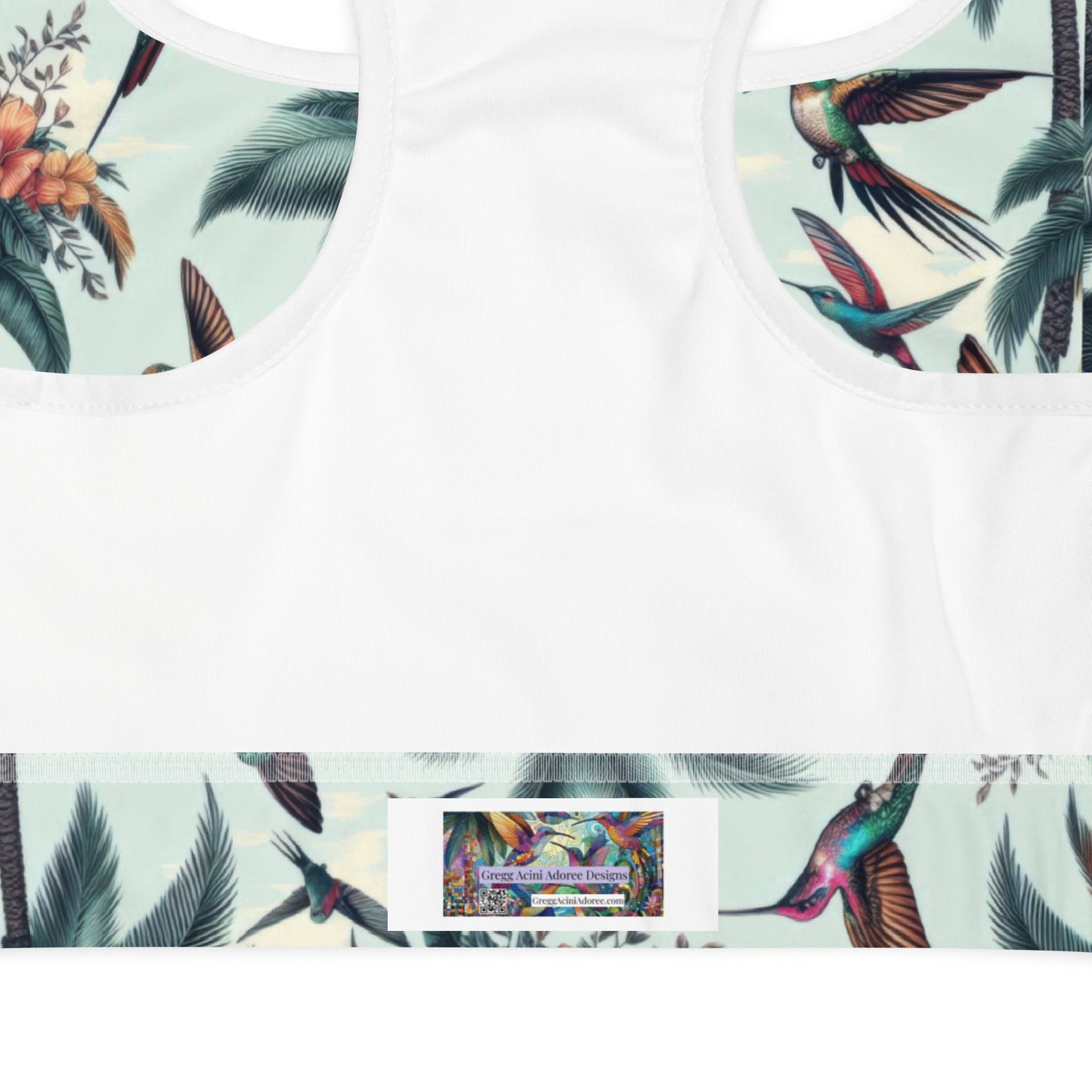 Hummingbirds and Palms Sports bra - Gregg Acini Adoree Designs - Sports Bra