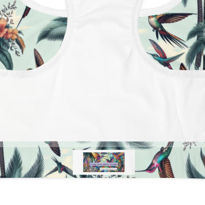 Hummingbirds and Palms Sports bra - Gregg Acini Adoree Designs - Sports Bra