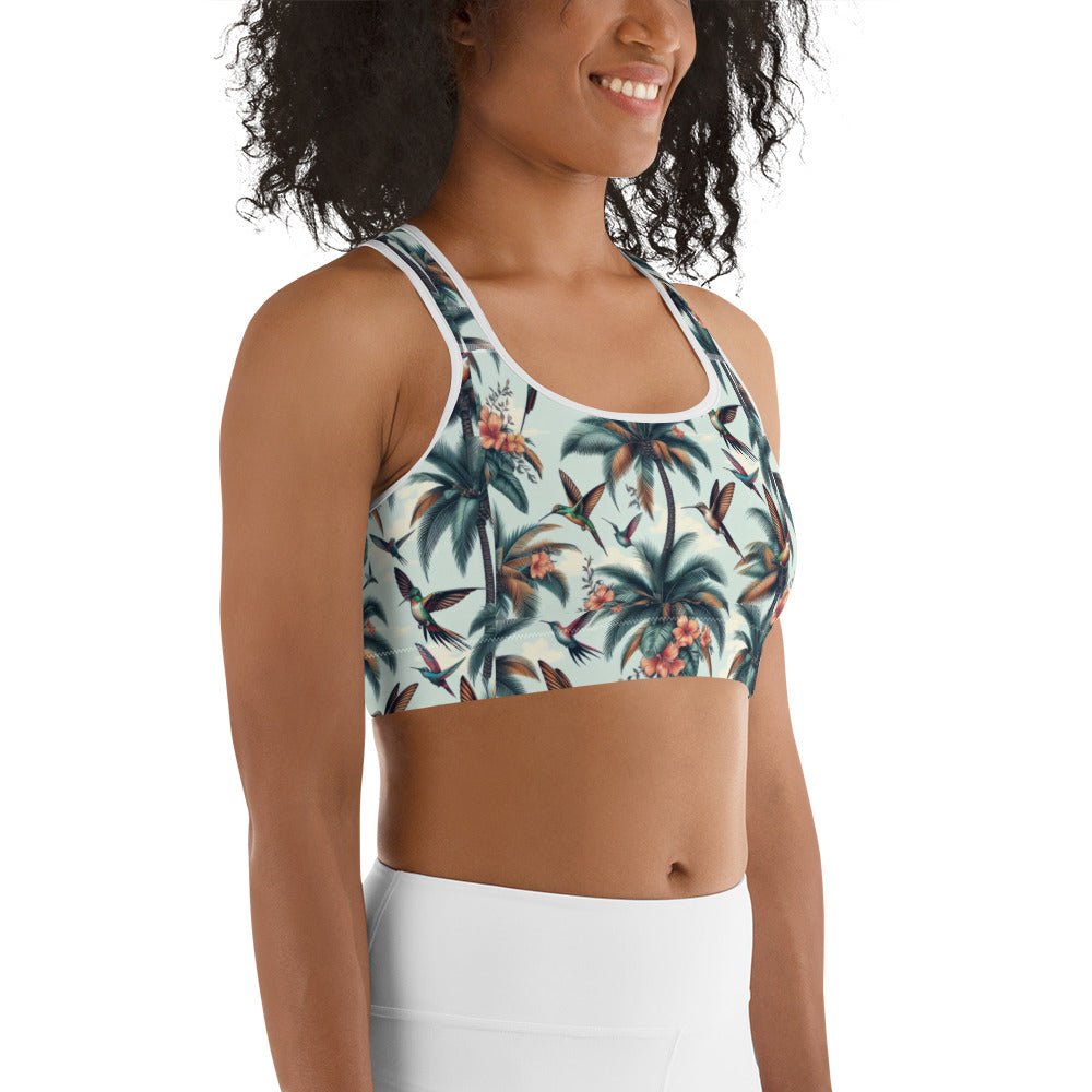 Hummingbirds and Palms Sports bra - Gregg Acini Adoree Designs - Sports Bra