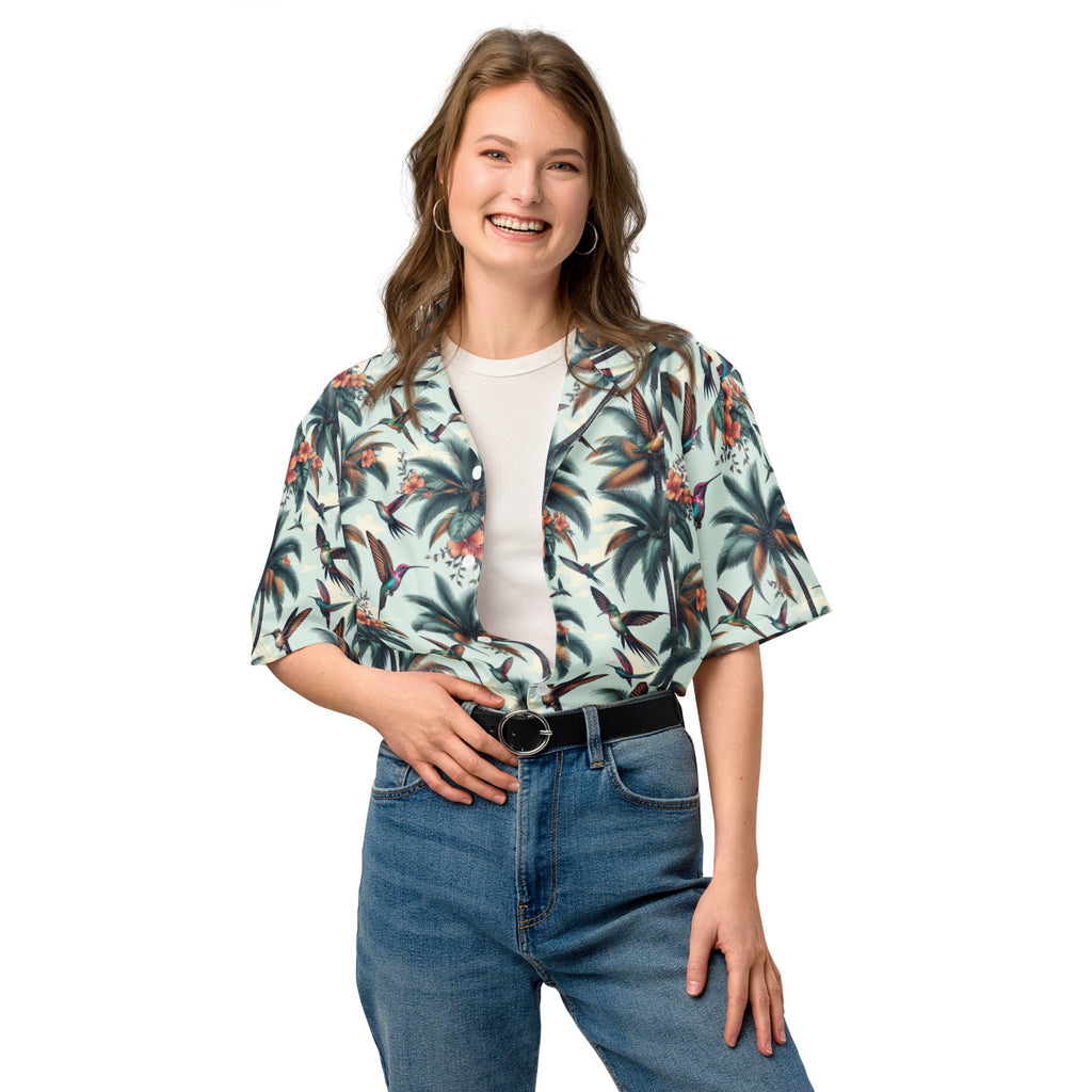 Hummingbirds and Palms Unisex button shirt by Gregg Acini Adoree Designs - Gregg Acini Adoree Designs - Button Down Shirt