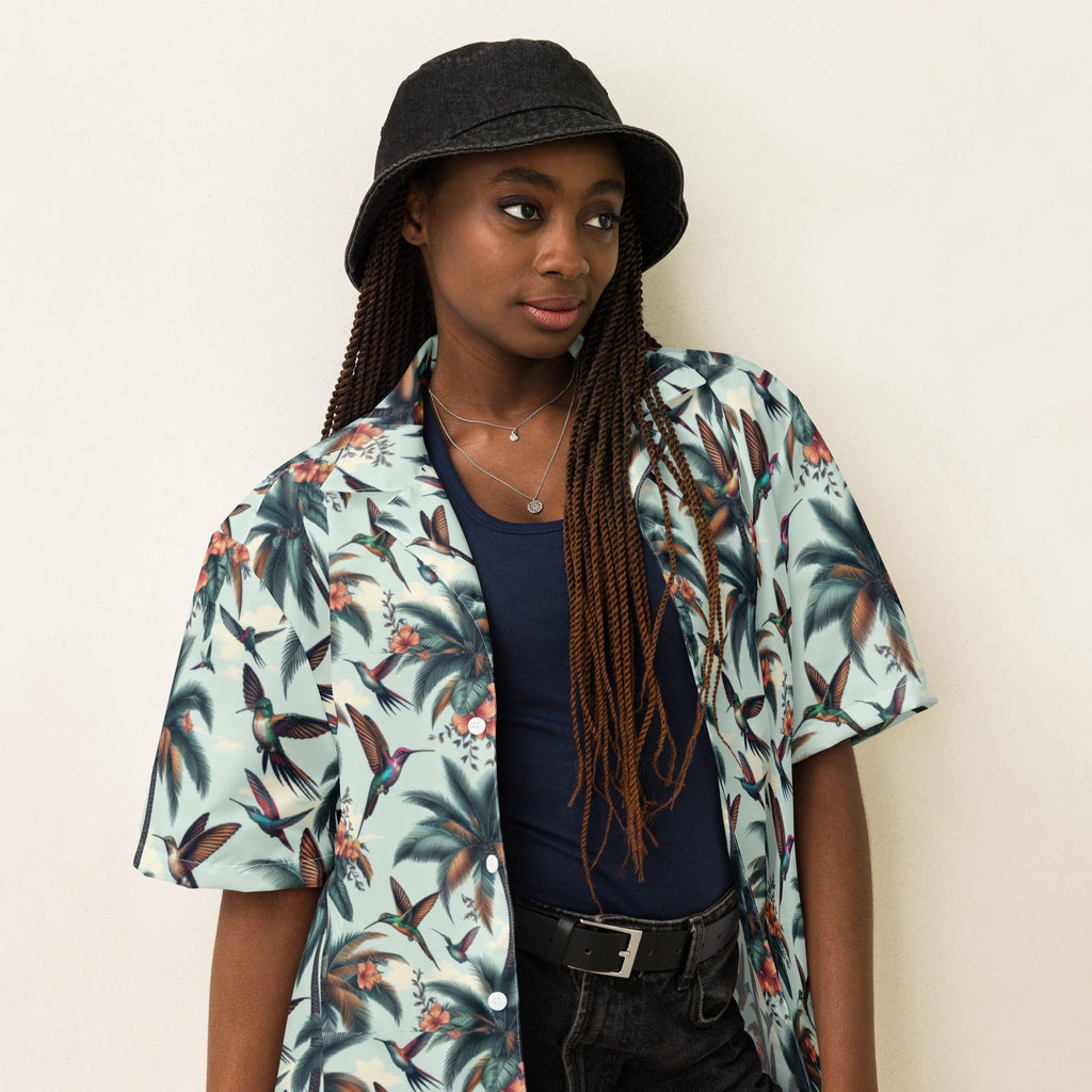 Hummingbirds and Palms Unisex button shirt by Gregg Acini Adoree Designs - Gregg Acini Adoree Designs - Button Down Shirt