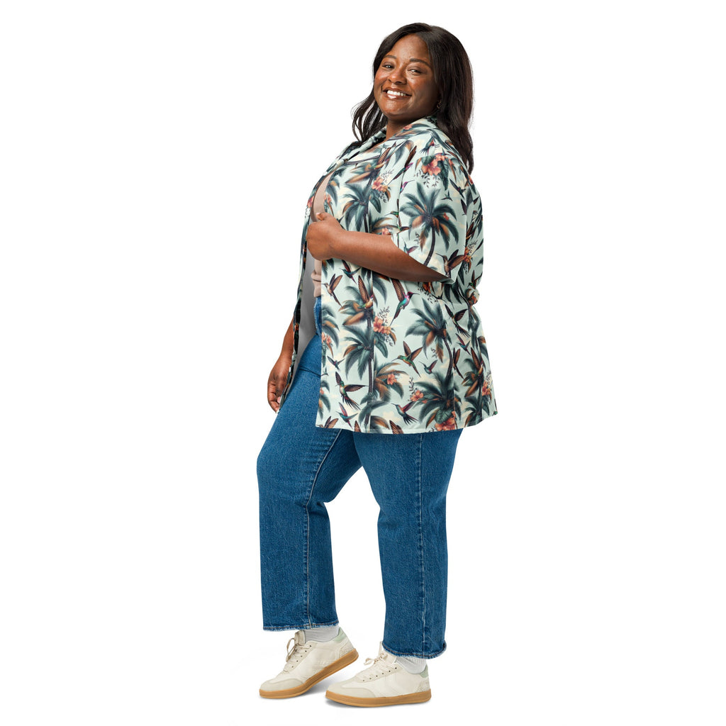 Hummingbirds and Palms Unisex button shirt by Gregg Acini Adoree Designs - Gregg Acini Adoree Designs - Button Down Shirt