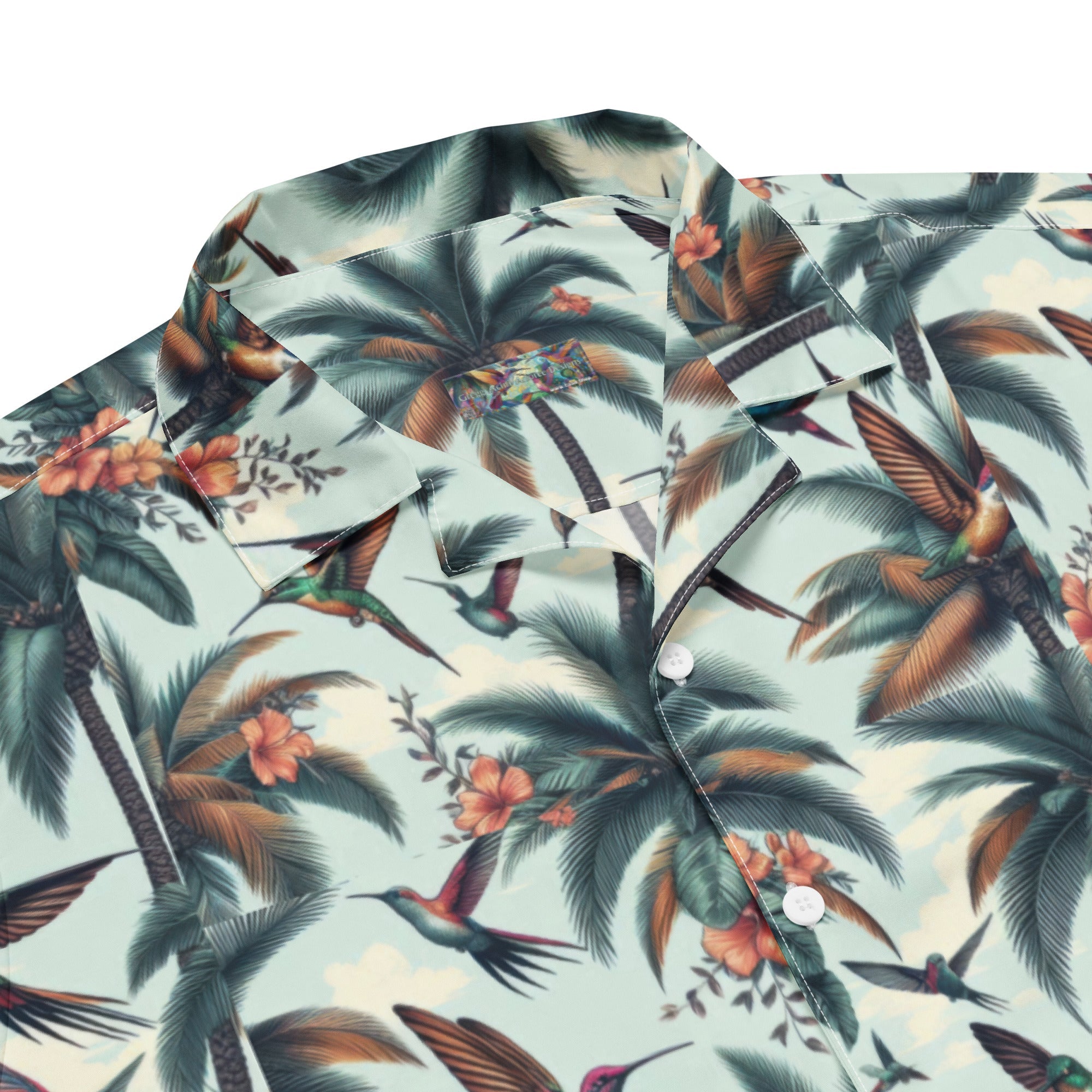 Hummingbirds and Palms Unisex button shirt by Gregg Acini Adoree Designs - Gregg Acini Adoree Designs - Button Down Shirt