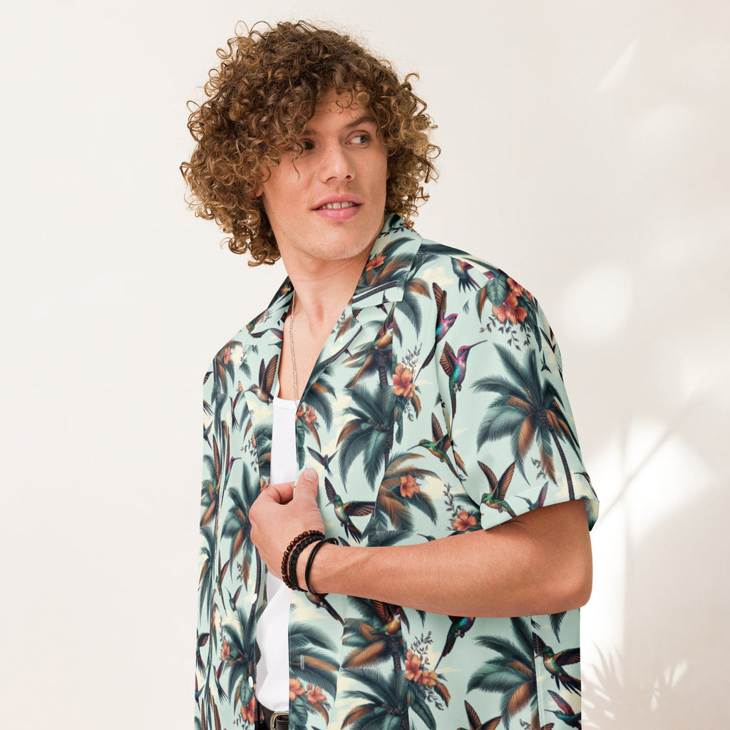 Hummingbirds and Palms Unisex button shirt by Gregg Acini Adoree Designs - Gregg Acini Adoree Designs - Button Down Shirt