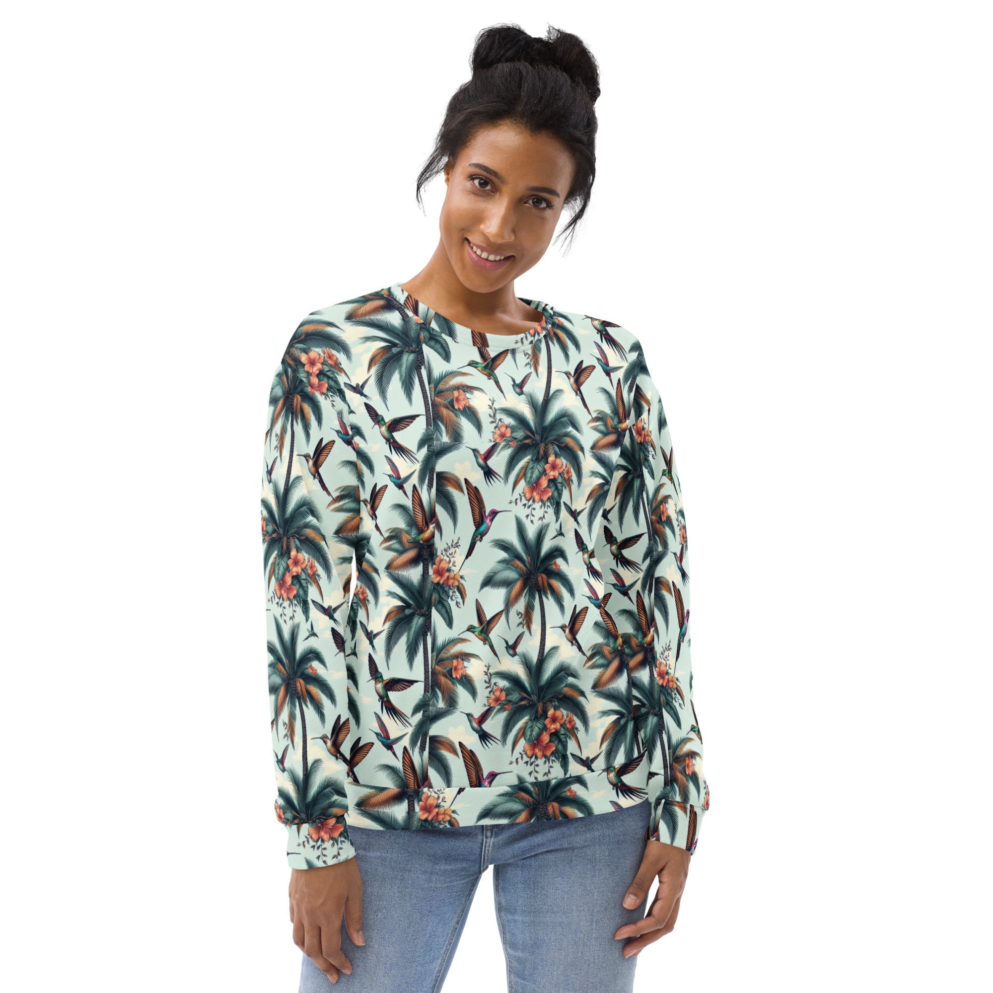 Hummingbirds and Palms Unisex Sweatshirt by Gregg Acini Adoree Designs - Gregg Acini Adoree Designs - Sweatshirt