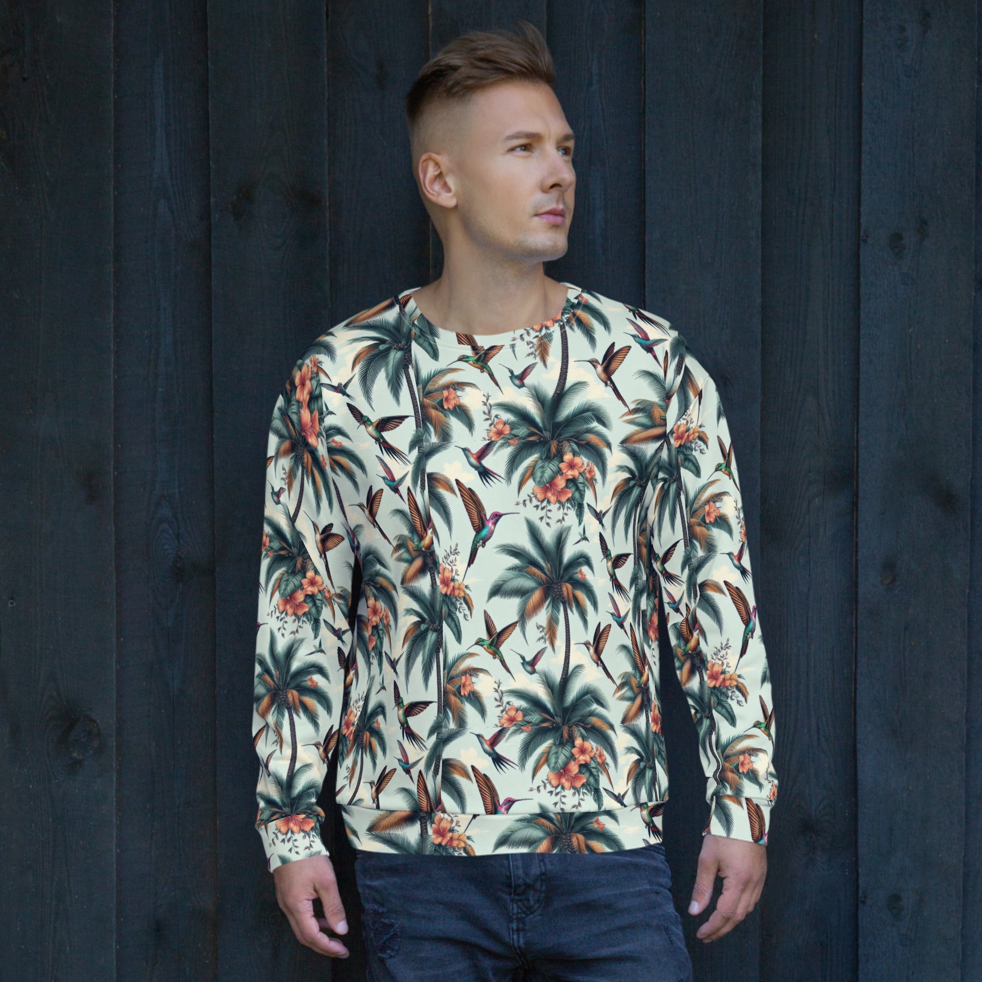 Hummingbirds and Palms Unisex Sweatshirt by Gregg Acini Adoree Designs - Gregg Acini Adoree Designs - Sweatshirt