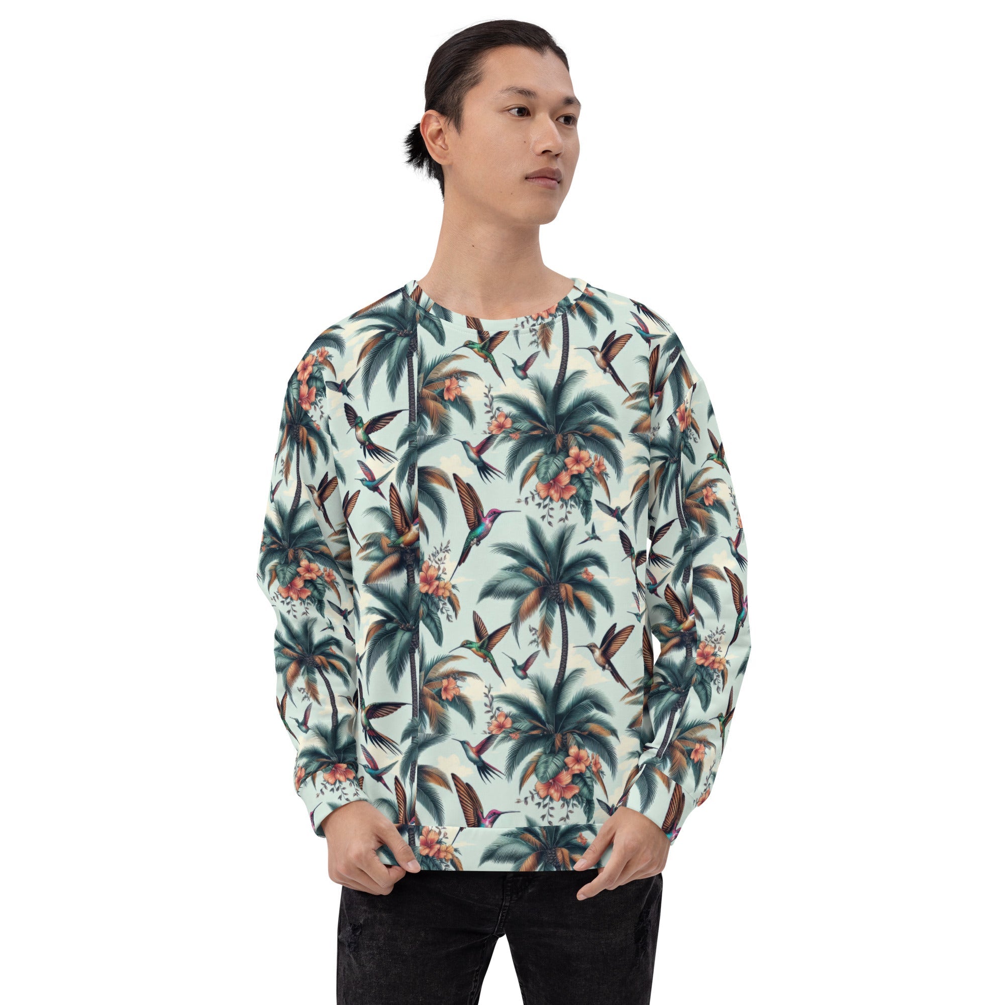 Hummingbirds and Palms Unisex Sweatshirt by Gregg Acini Adoree Designs - Gregg Acini Adoree Designs - Sweatshirt