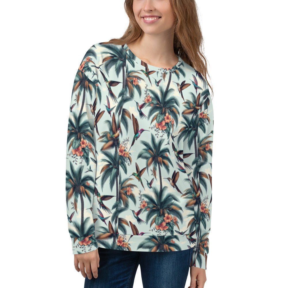 Hummingbirds and Palms Unisex Sweatshirt by Gregg Acini Adoree Designs - Gregg Acini Adoree Designs - Sweatshirt