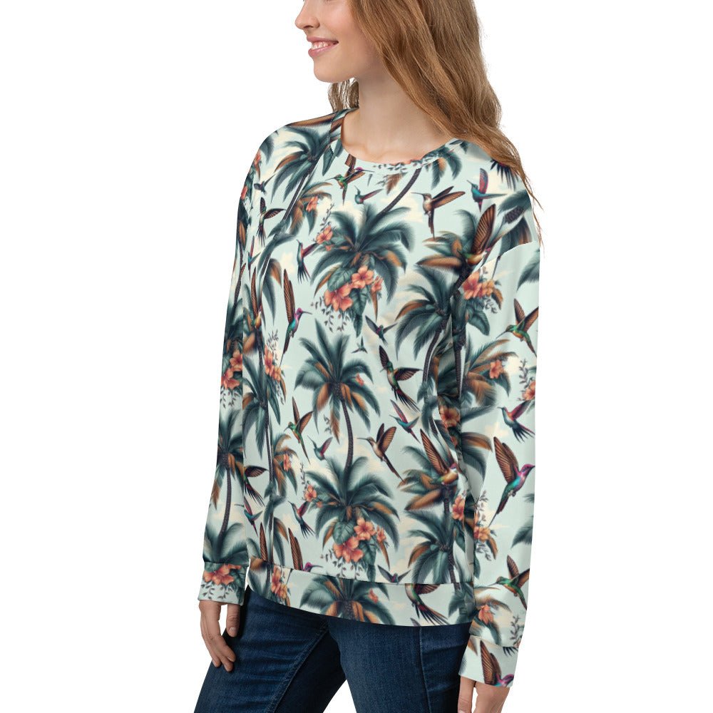 Hummingbirds and Palms Unisex Sweatshirt by Gregg Acini Adoree Designs - Gregg Acini Adoree Designs - Sweatshirt