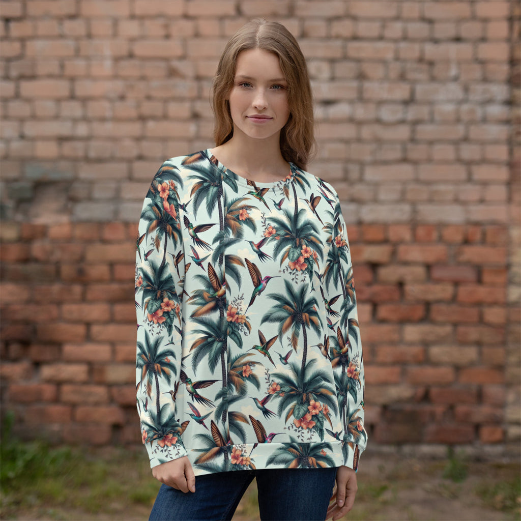 Hummingbirds and Palms Unisex Sweatshirt by Gregg Acini Adoree Designs - Gregg Acini Adoree Designs - Sweatshirt