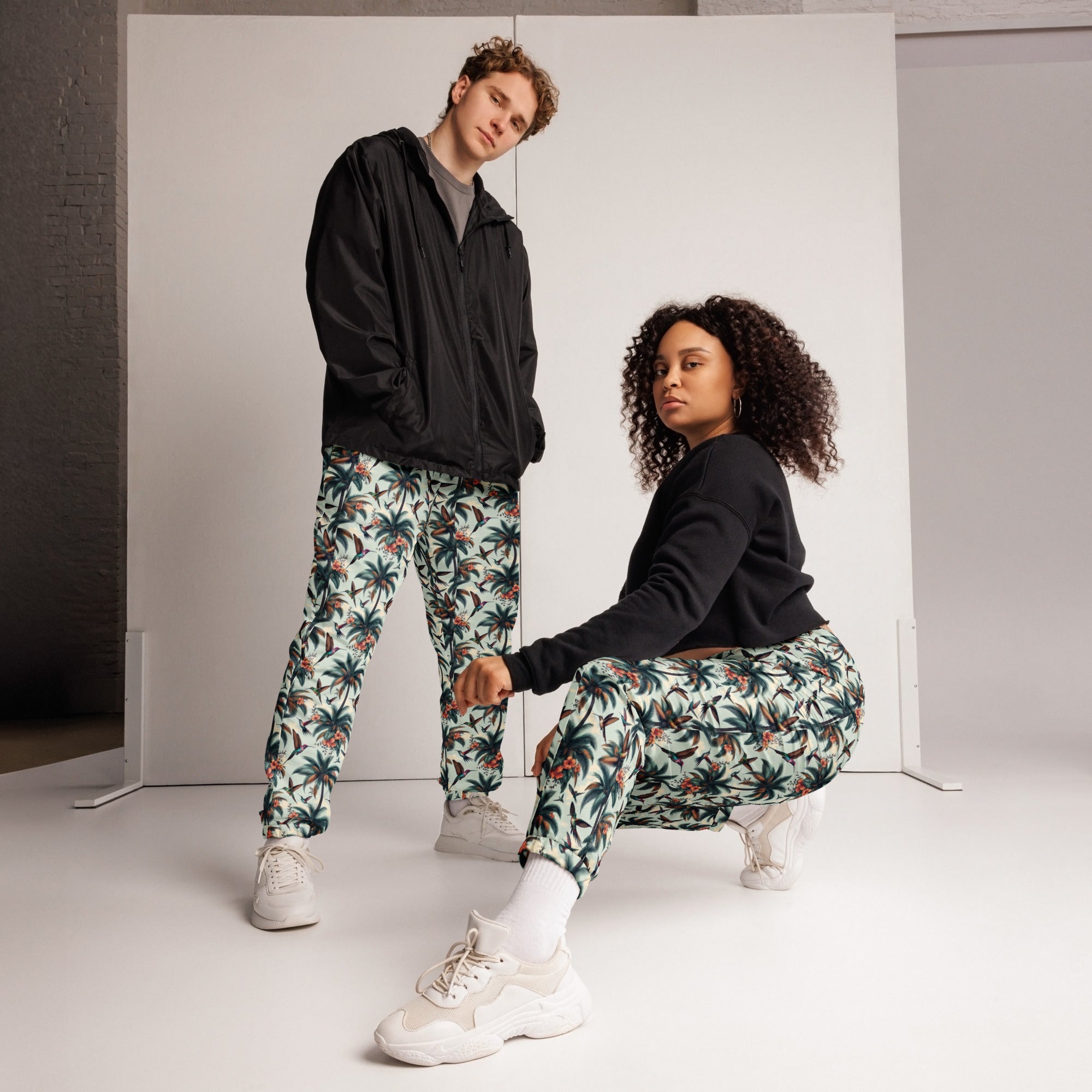 Hummingbirds and Palms Unisex track pants - Gregg Acini Adoree Designs - Track Pants