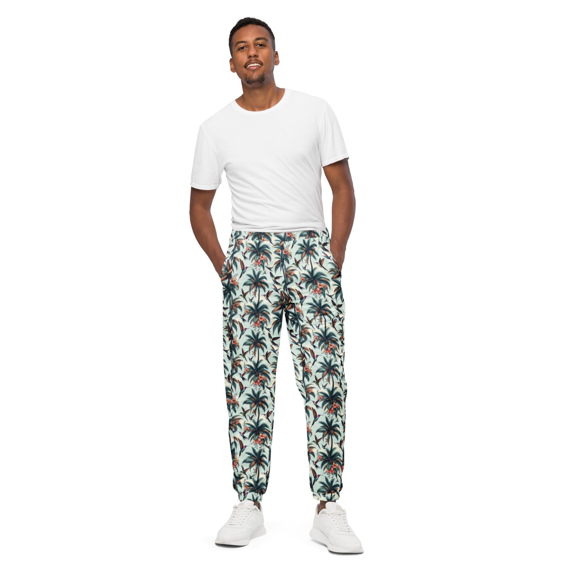 Hummingbirds and Palms Unisex track pants - Gregg Acini Adoree Designs - Track Pants