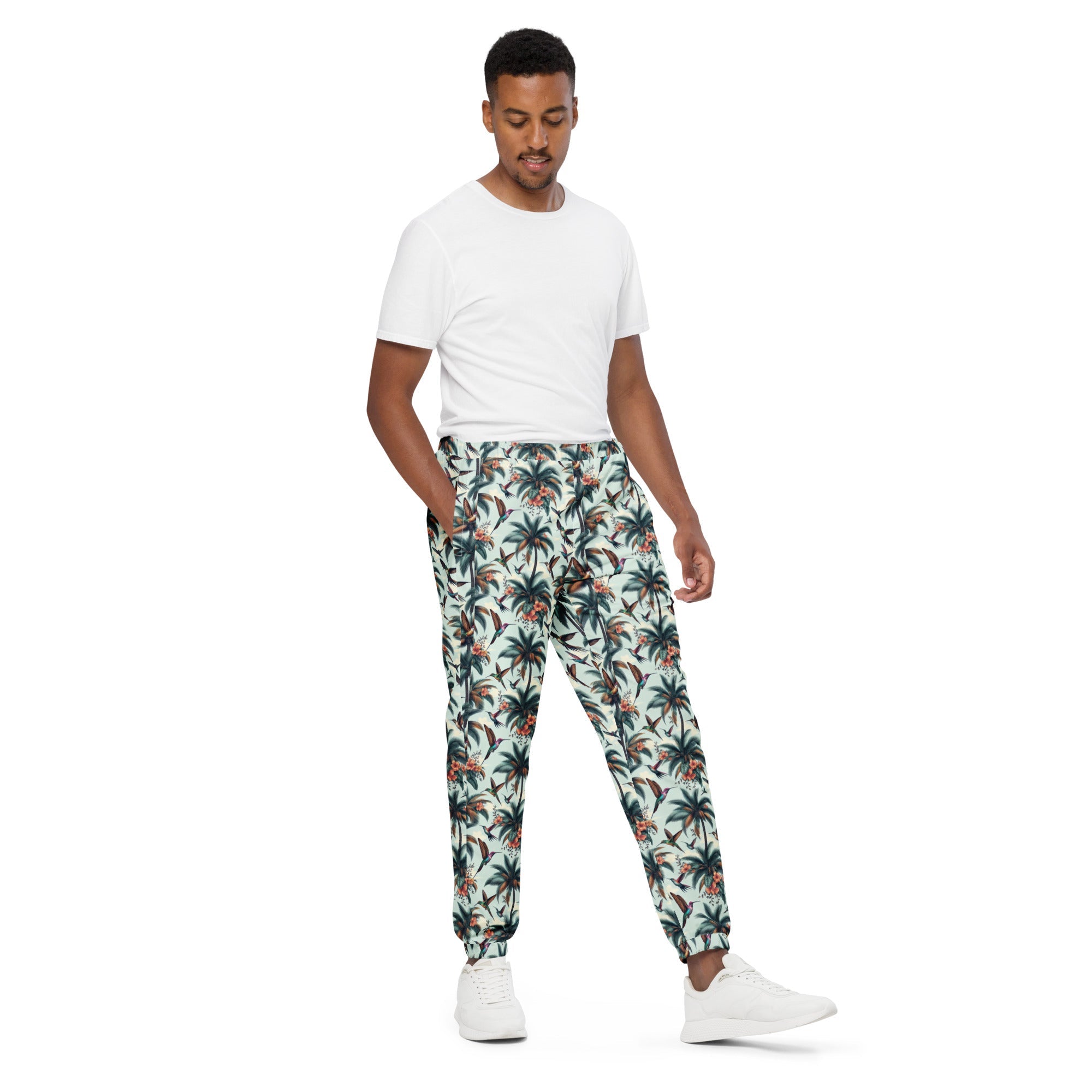 Hummingbirds and Palms Unisex track pants - Gregg Acini Adoree Designs - Track Pants