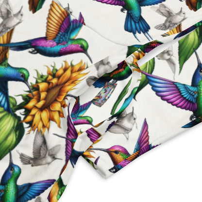 Hummingbirds and Sunflowers All - over print long sleeve midi dress by Gregg Acini Adoree Designs - Gregg Acini Adoree Designs - Dress