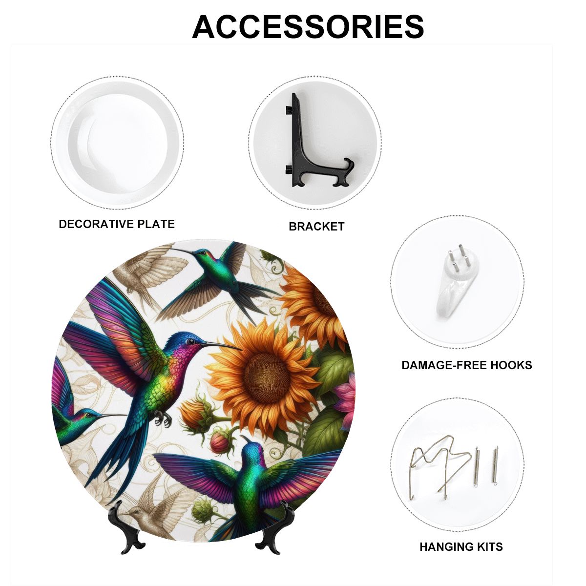 Hummingbirds and Sunflowers Decorative Plate - Gregg Acini Adoree Designs - Decorative Plates