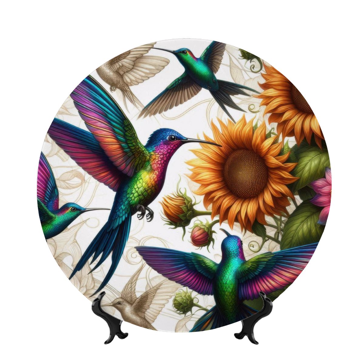 Hummingbirds and Sunflowers Decorative Plate - Gregg Acini Adoree Designs - Decorative Plates