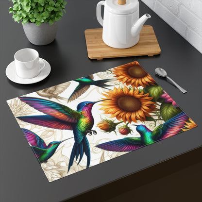 Hummingbirds and Sunflowers Placemat - Colorful Table Decor for Dining and Special Occasions - Gregg Acini Adoree Designs - Placemat