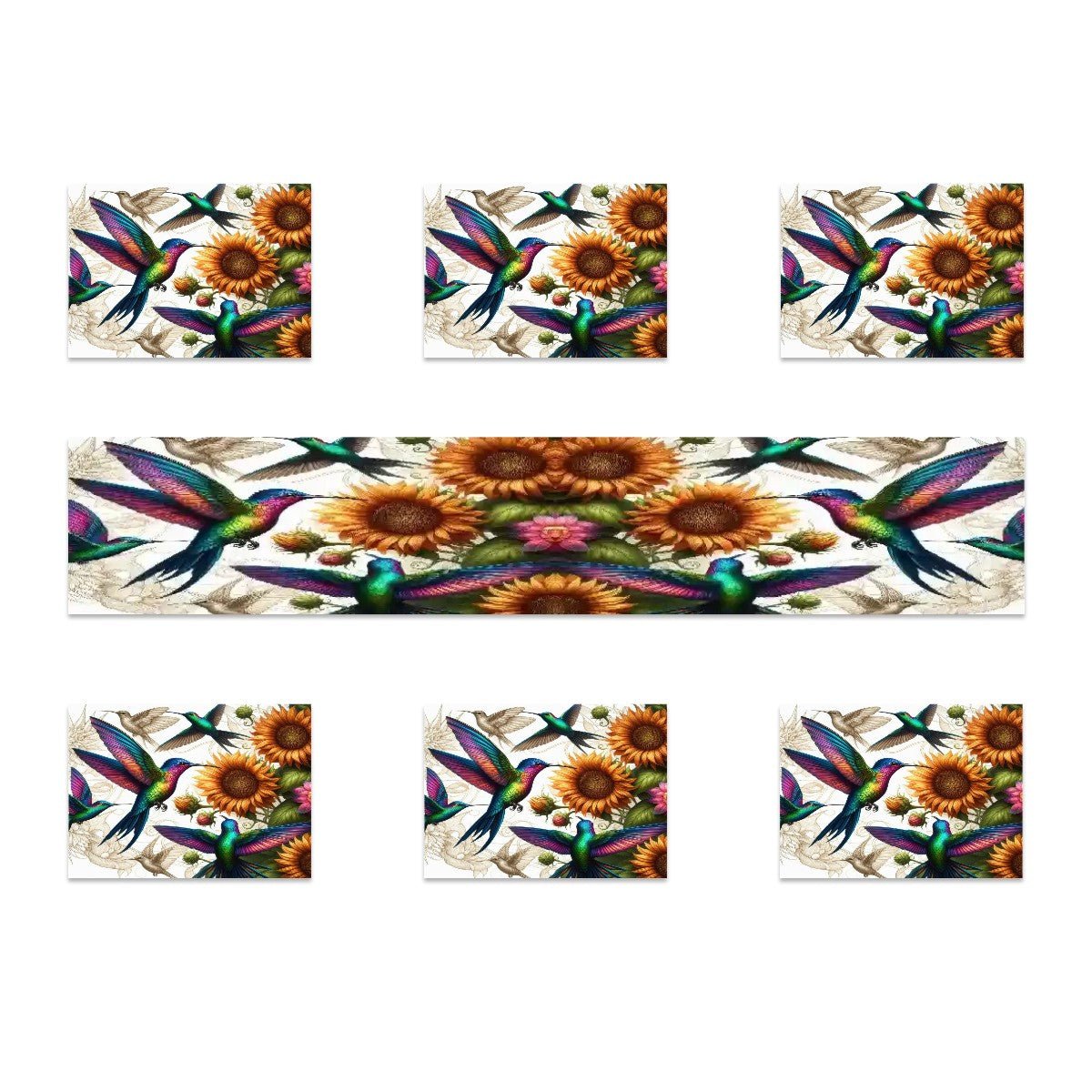 Hummingbirds and Sunflowers Table Runner Placemat Set 7 Pieces - Gregg Acini Adoree Designs - Placemat