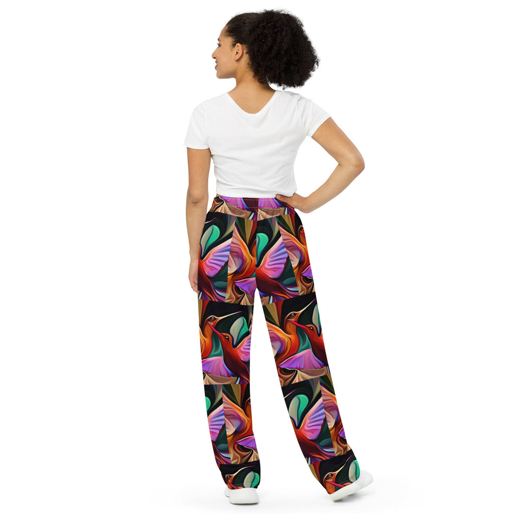 Hummingbirds Okee All - over print unisex wide - leg pants - Gregg Acini Adoree Designs - Leggings