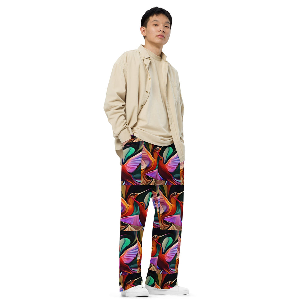 Hummingbirds Okee All - over print unisex wide - leg pants - Gregg Acini Adoree Designs - Leggings