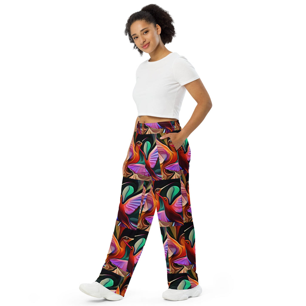 Hummingbirds Okee All - over print unisex wide - leg pants - Gregg Acini Adoree Designs - Leggings