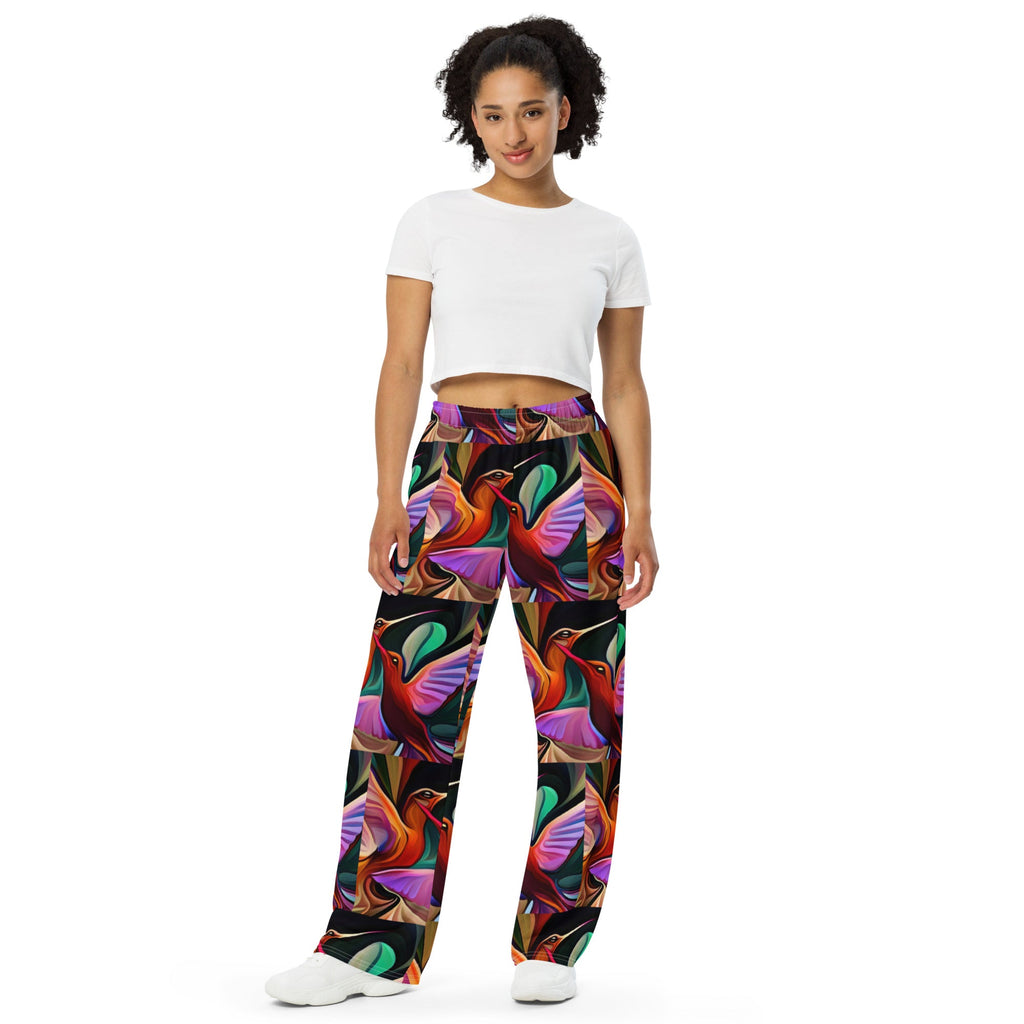 Hummingbirds Okee All - over print unisex wide - leg pants - Gregg Acini Adoree Designs - Leggings