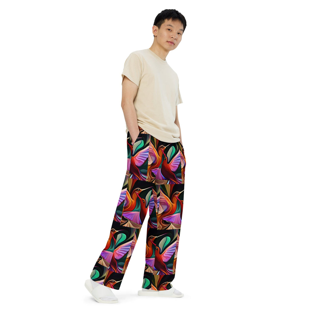 Hummingbirds Okee All - over print unisex wide - leg pants - Gregg Acini Adoree Designs - Leggings