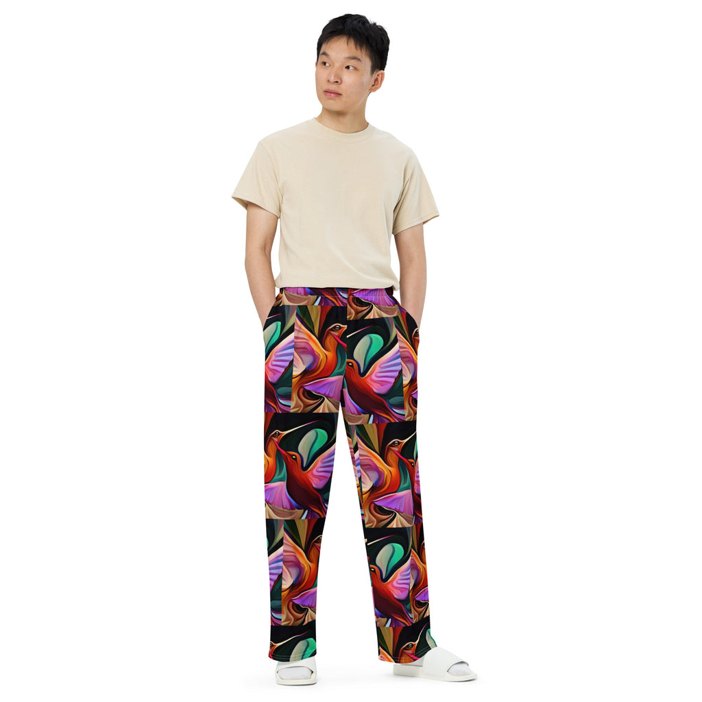 Hummingbirds Okee All - over print unisex wide - leg pants - Gregg Acini Adoree Designs - Leggings