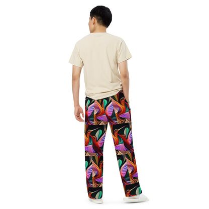 Hummingbirds Okee All - over print unisex wide - leg pants - Gregg Acini Adoree Designs - Leggings