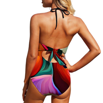 Hummingbirds Okee Lace - Up One Piece Swimsuit Women - Gregg Acini Adoree Designs - Women's Swimwear