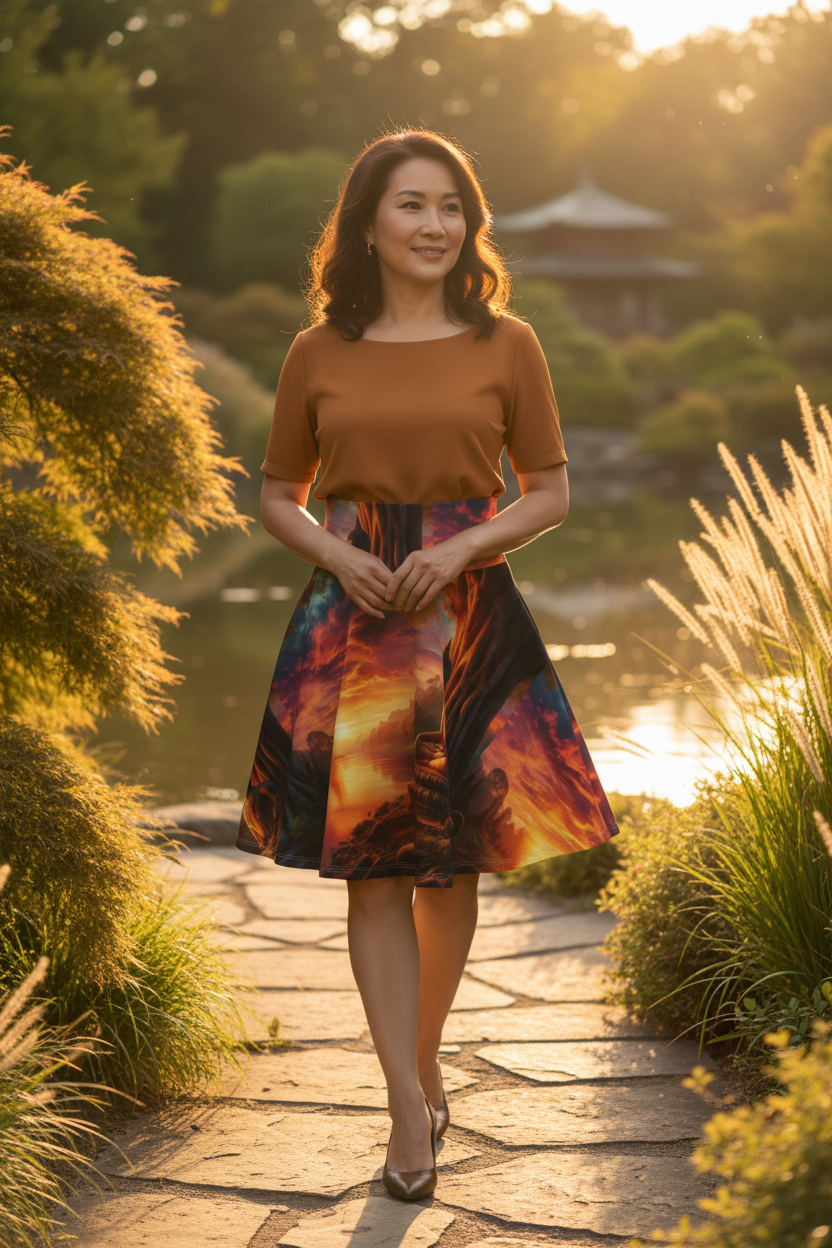 Tranquility Women's Skater Skirt - Gregg Acini Adoree Designs