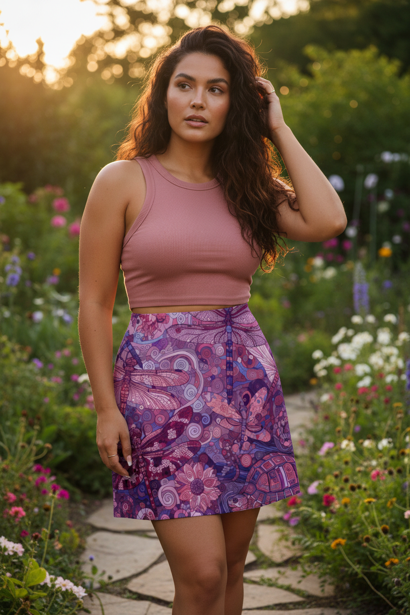 Pink Dragonflies Mini Skirt - Gregg Acini Adoree Designs