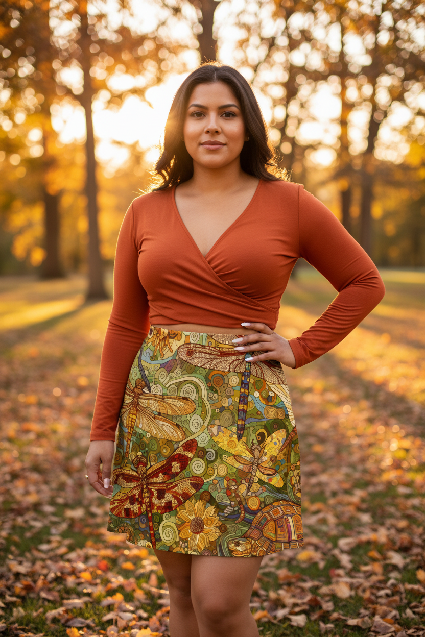 Orange Dragonflies Mini Skirt - Gregg Acini Adoree Designs
