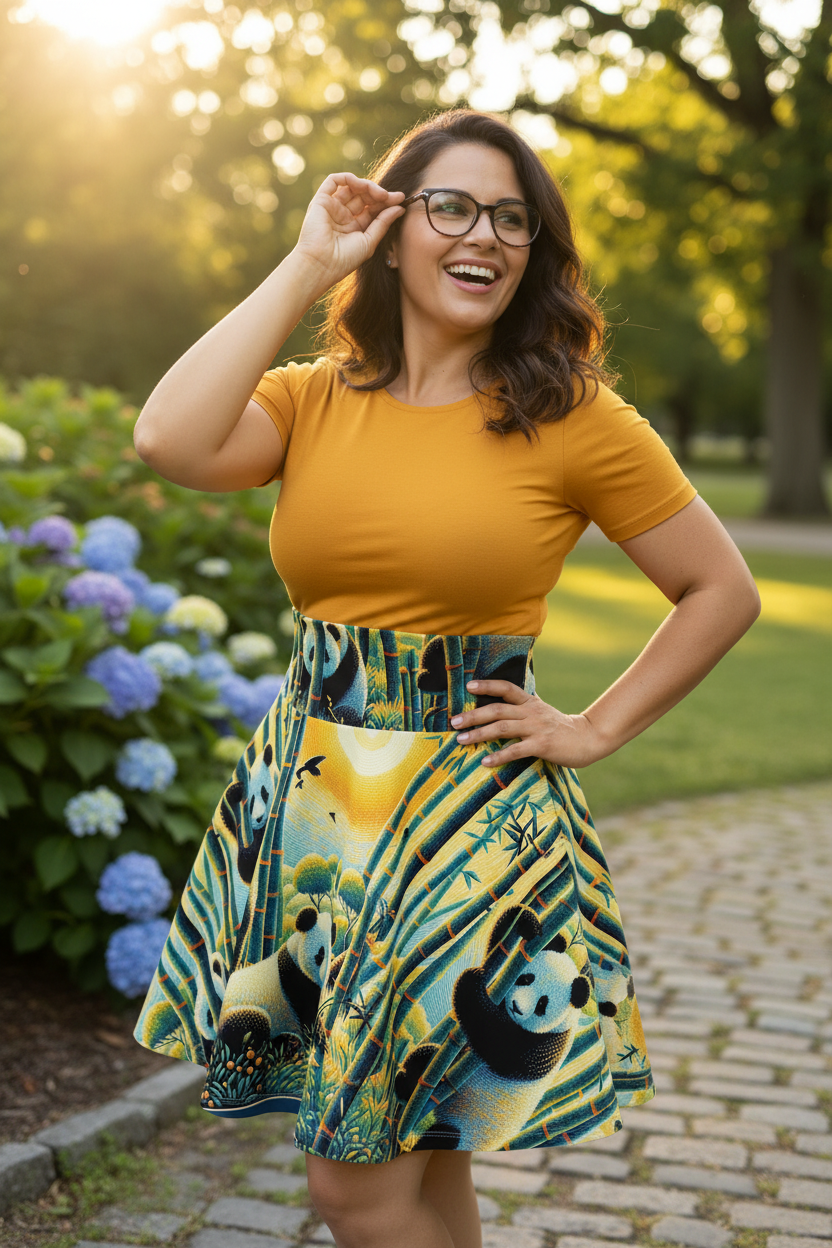 Panda Family Women's Skater Skirt - Gregg Acini Adoree Designs