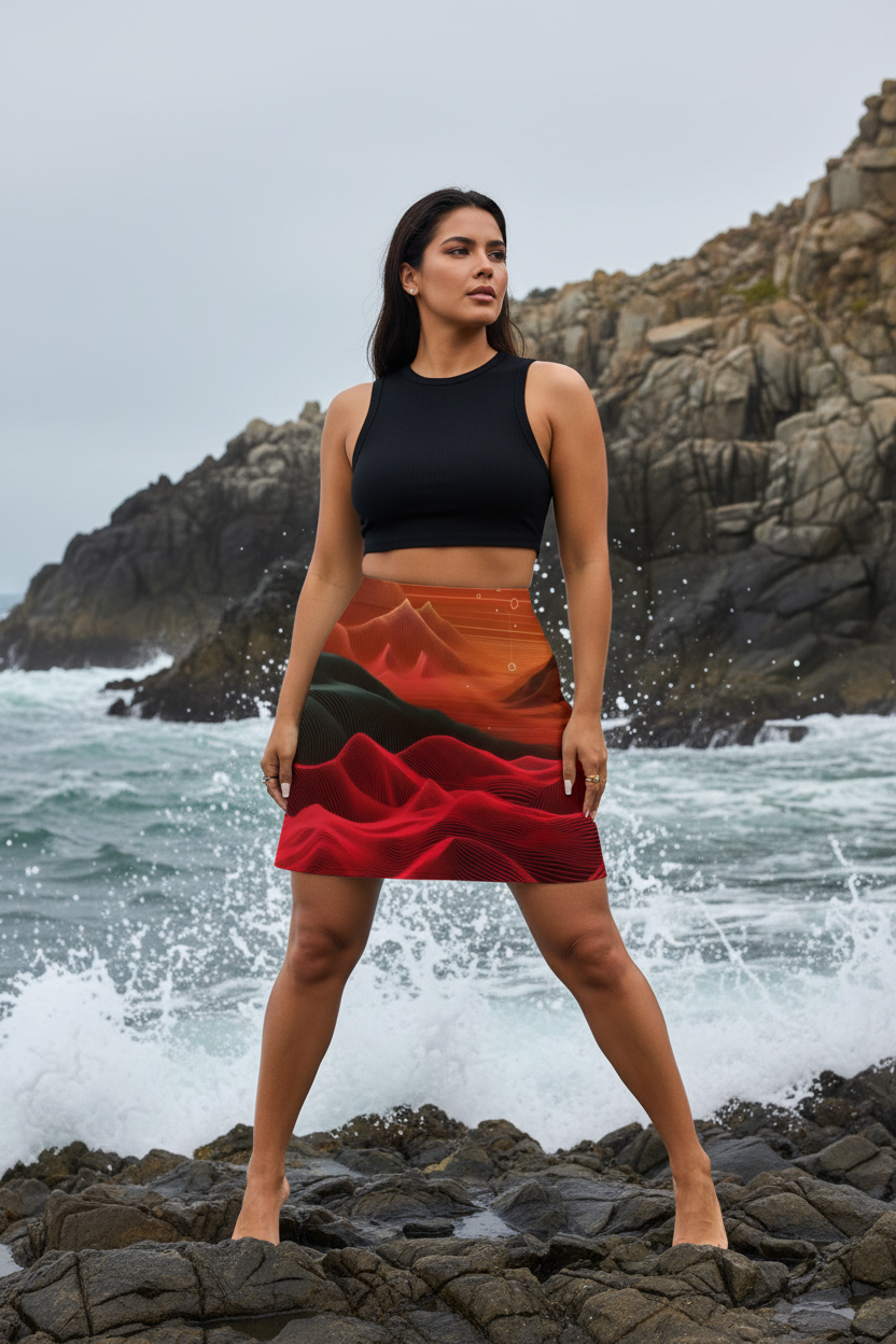 Crimson Waves Mini Skirt - Gregg Acini Adoree Designs