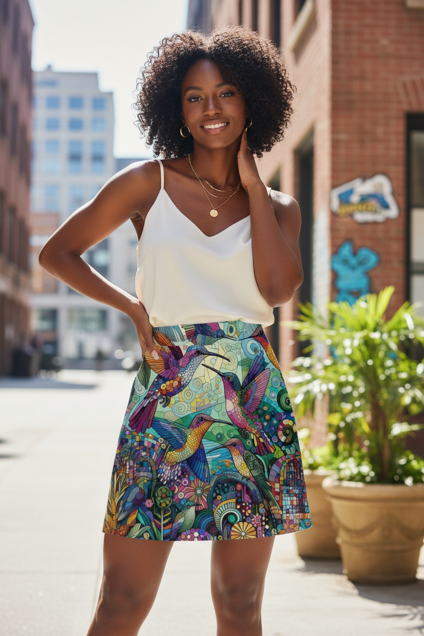 Hummingbird Kaleidoscope Mini Skirt - Gregg Acini Adoree Designs