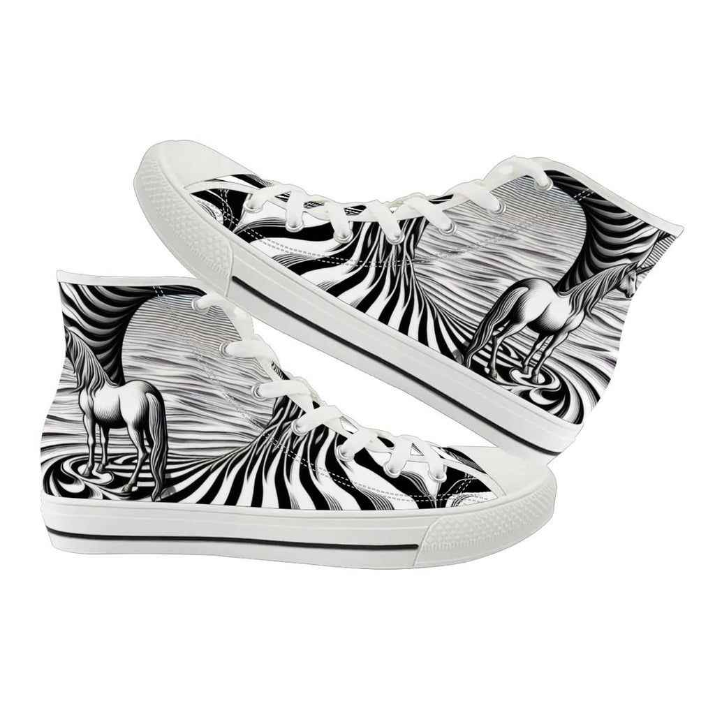 Psychedelic Wave Unisex High Top Canvas Shoes (women's sizes)