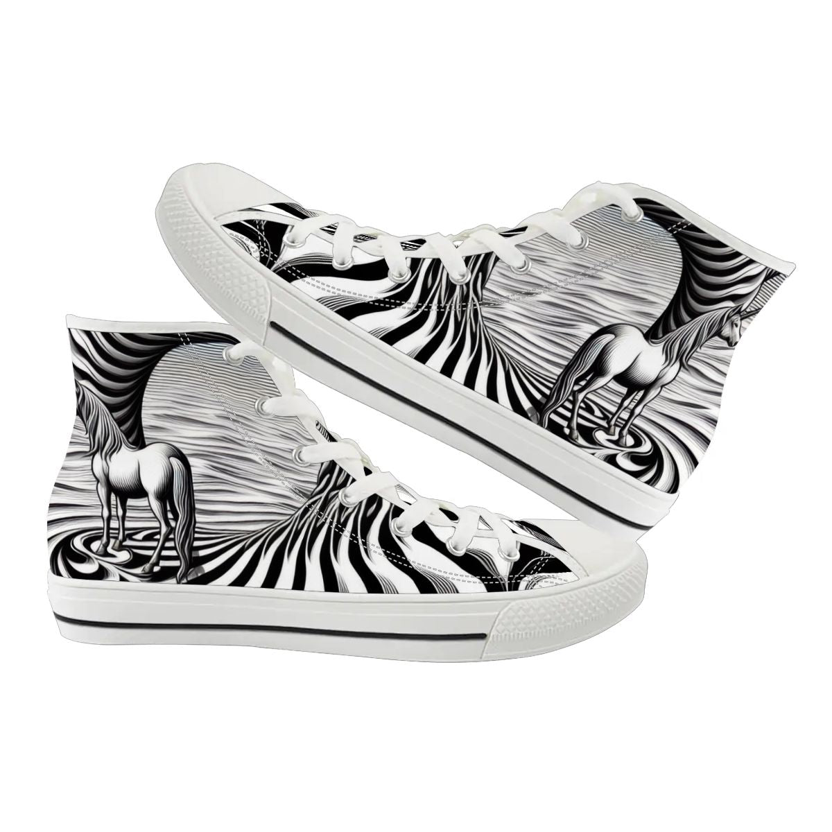Psychedelic Wave Unisex High Top Canvas Shoes (women's sizes)