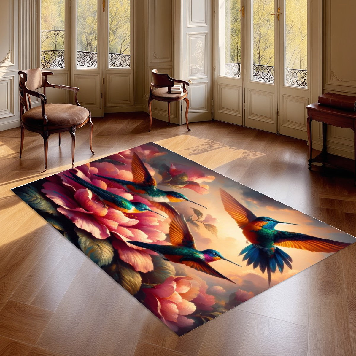 Multicolor Hummingbirds Area Mat