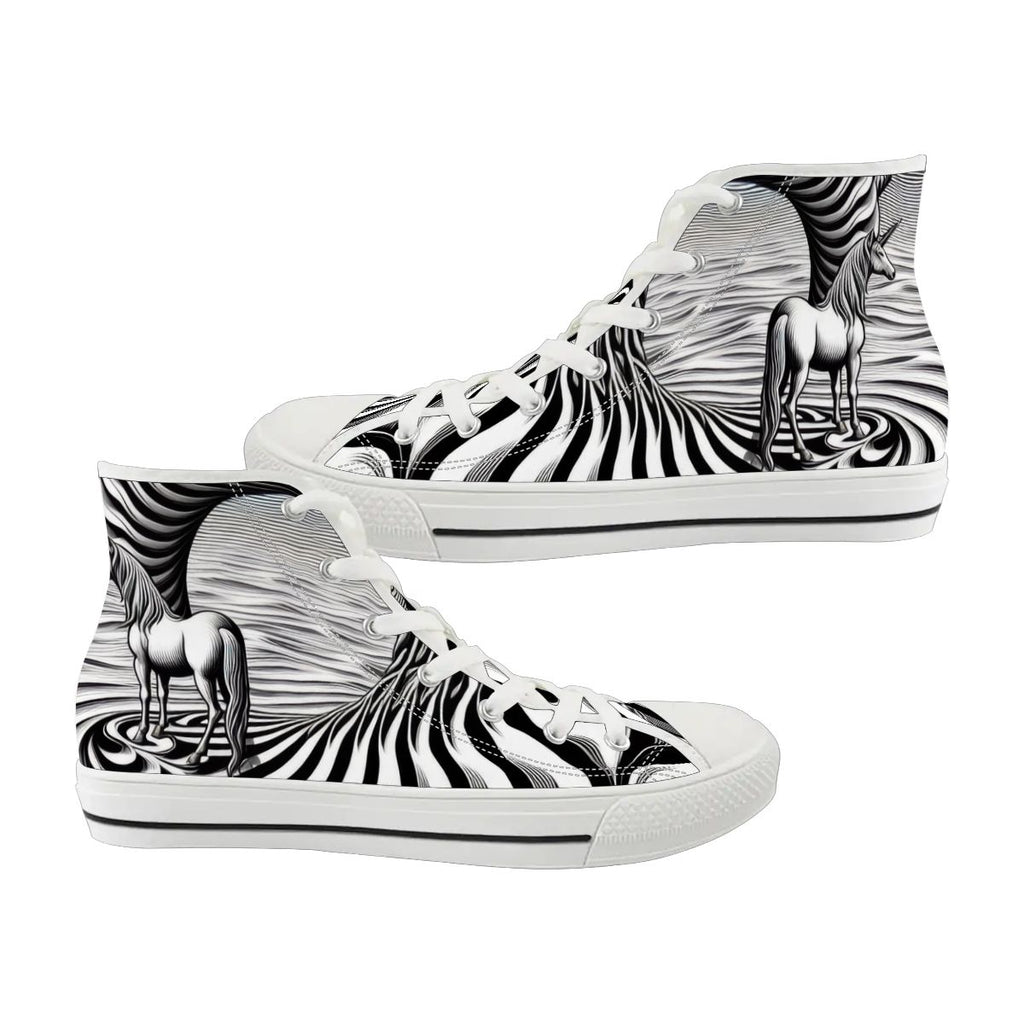Psychedelic Wave Unisex High Top Canvas Shoes (women's sizes)