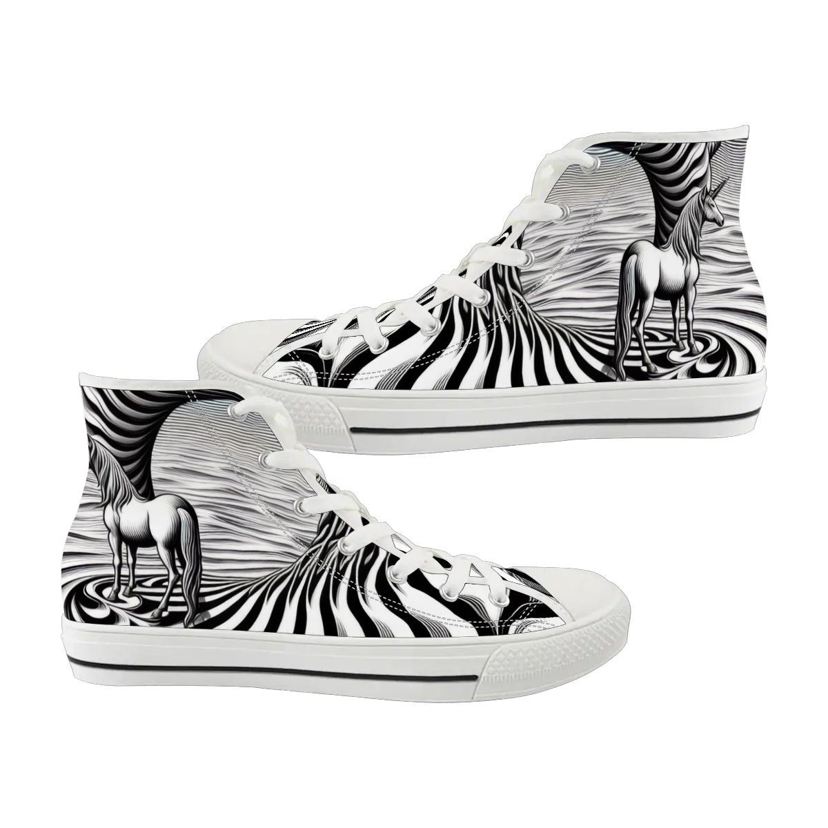 Psychedelic Wave Unisex High Top Canvas Shoes (women's sizes)