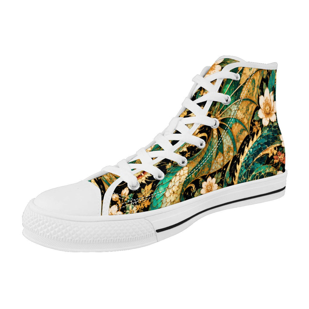 Gilded Jade Dragon Unisex High Top Canvas Shoes (women's sizes)